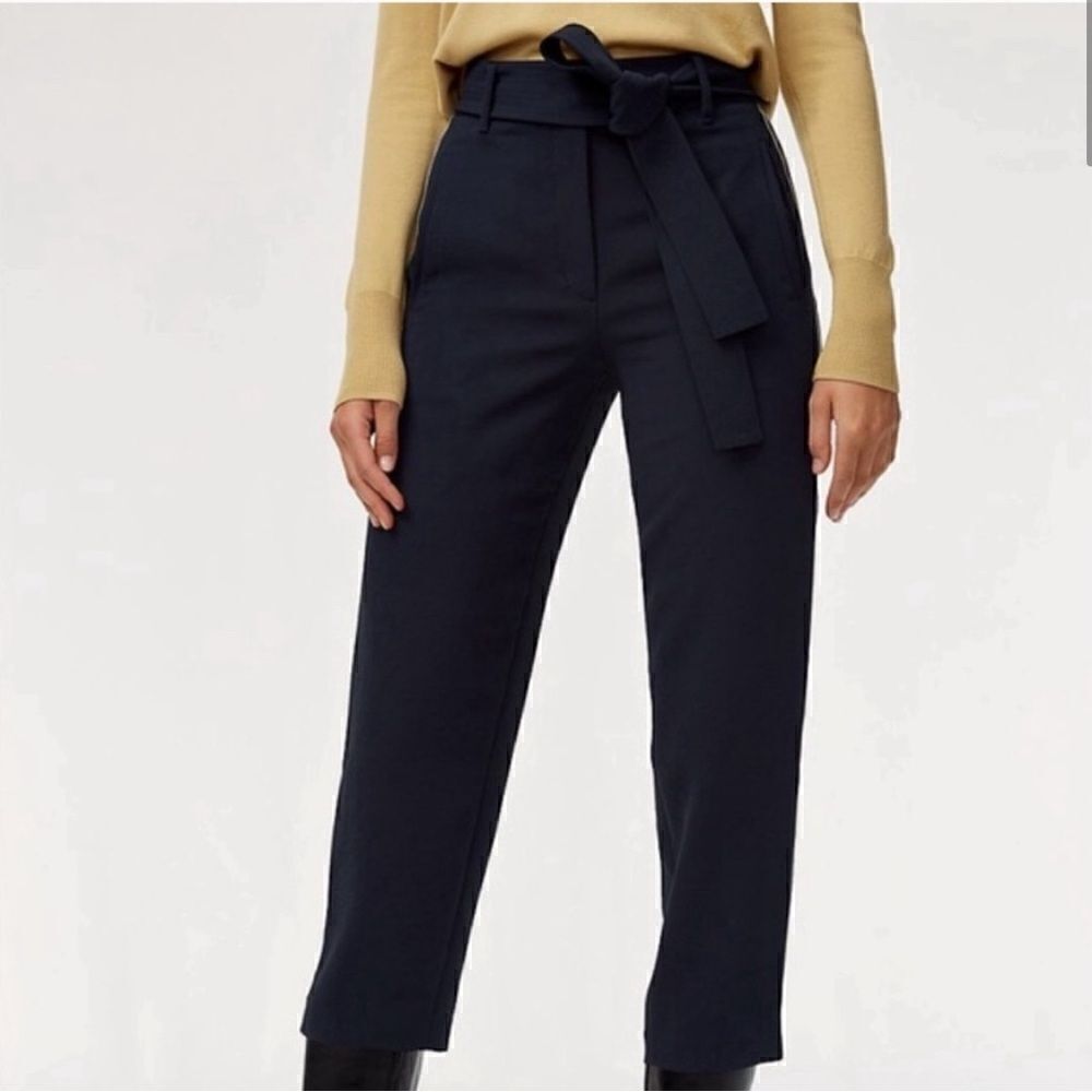 Aritzia Wilfred Free high-waisted Belted Tie Front Paper Bag Tapered Jeans 4